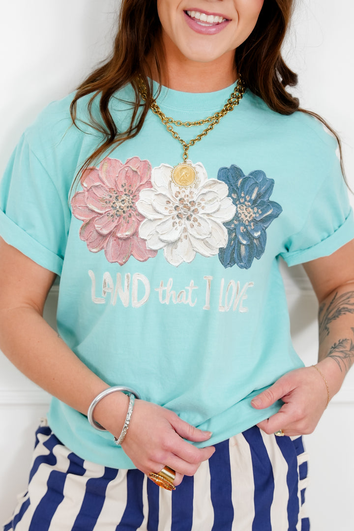 Plus/Reg Short Sleeve "Land That I Love" Graphic Tee - Freckled Poppy