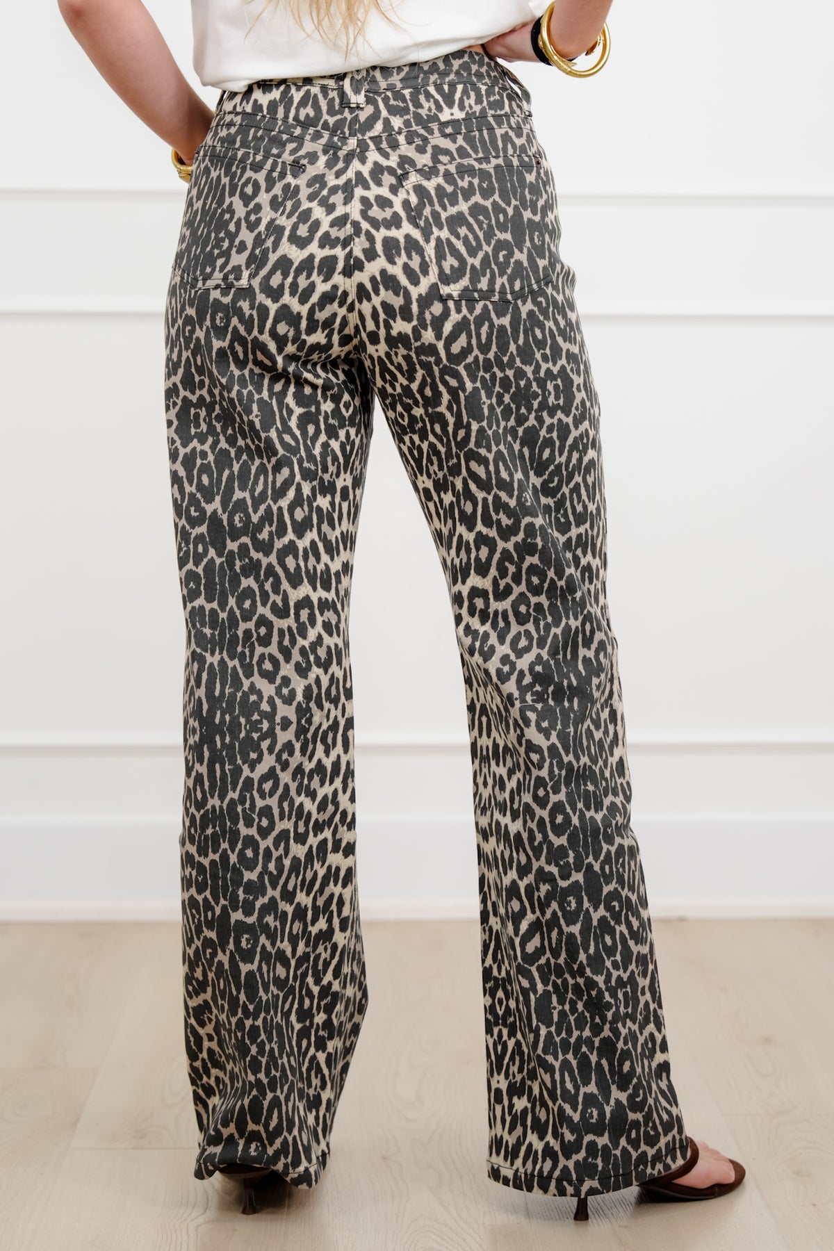 Plus/Reg Animal Print High Rise Straight Leg Pants - Freckled Poppy
