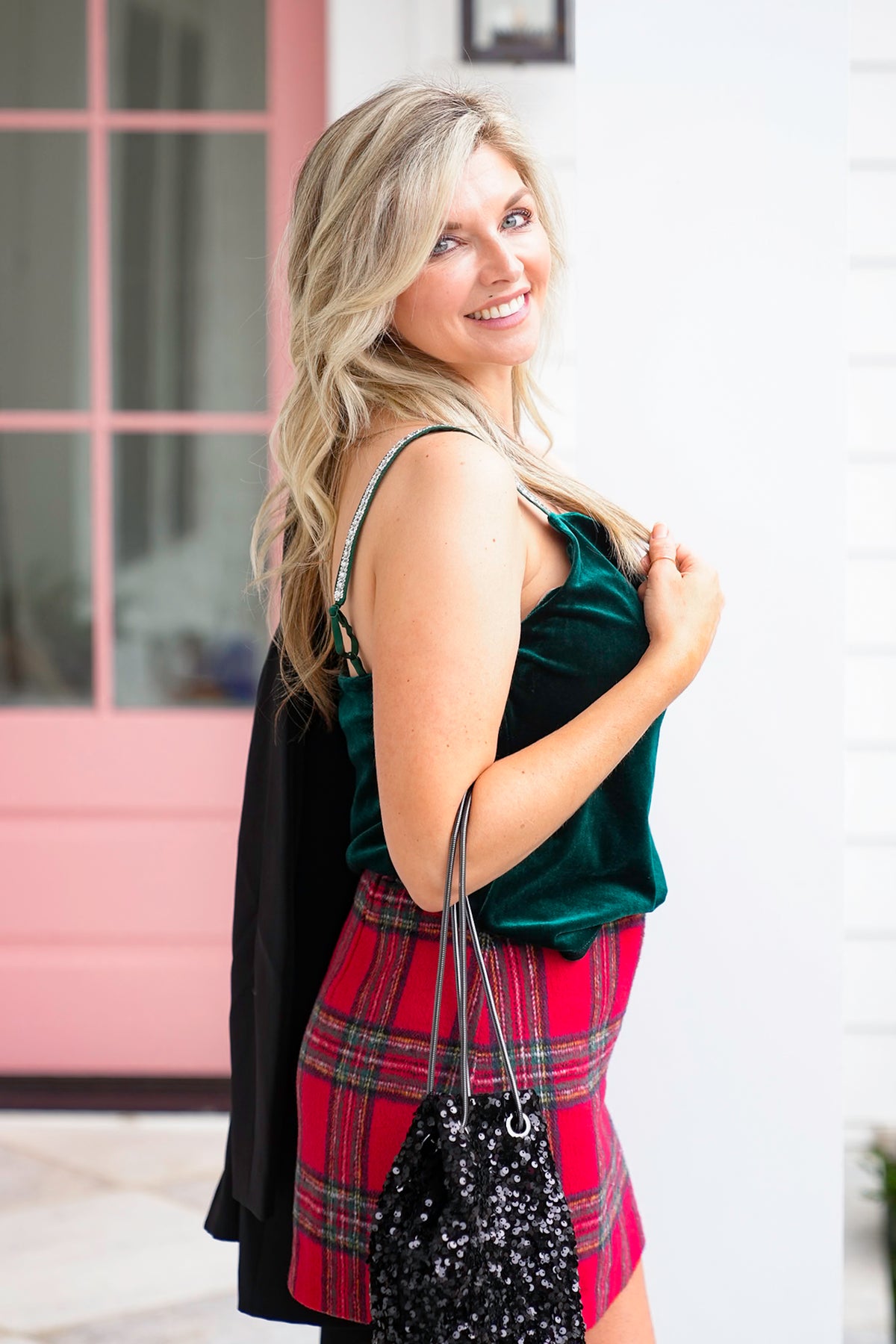 Velvet Cami Top with Rhinestone Straps - Freckled Poppy