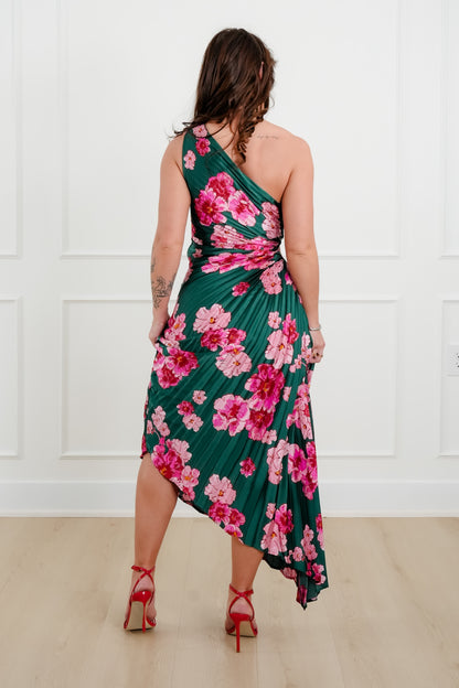 Off The Shoulder Floral Print Pleated Maxi Dress - Freckled Poppy