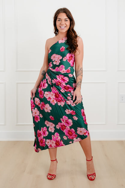 Off The Shoulder Floral Print Pleated Maxi Dress - Freckled Poppy