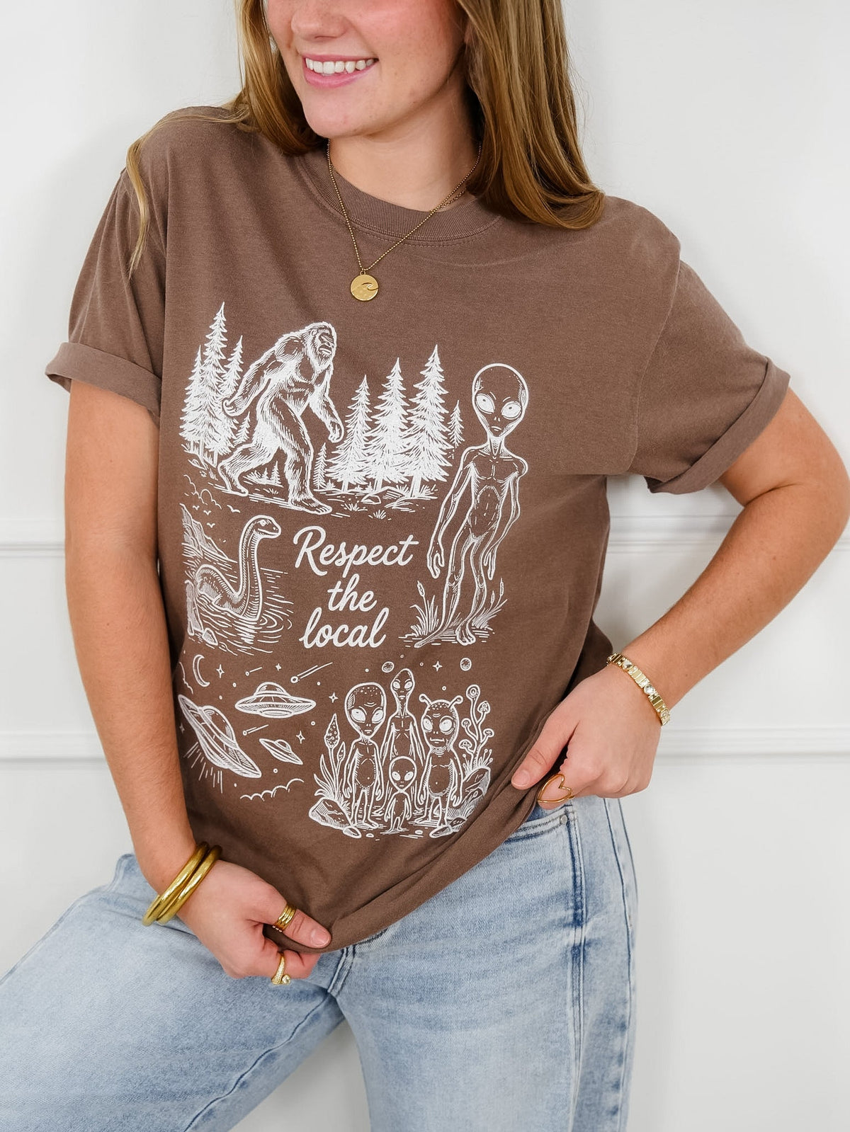 Plus/Reg Short Sleeve "Respect The Local" Graphic Tee - Freckled Poppy