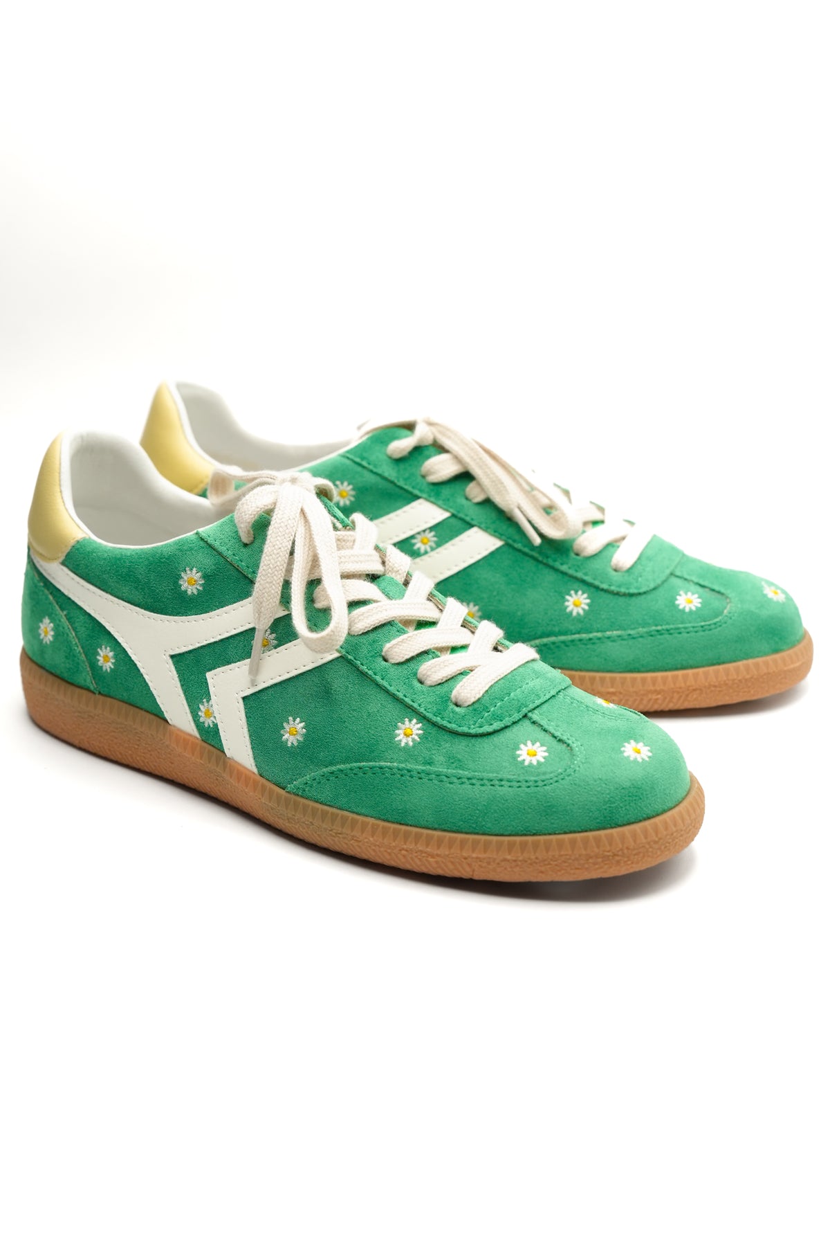 Daisy Embroidered Vegan Suede Retro Sneaker - Freckled Poppy