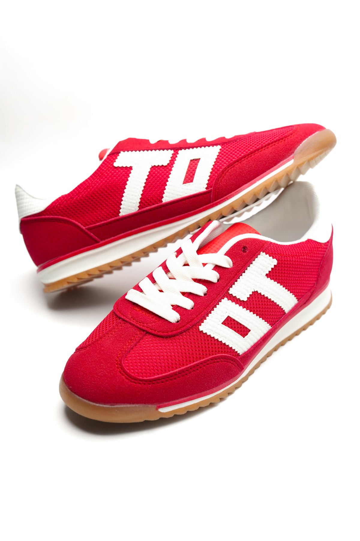 Restock! Retro Mesh Vegan Suede Lace Up Sneaker - Freckled Poppy