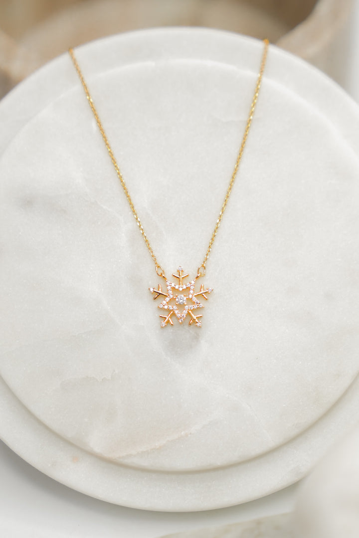 Love, Poppy Crystal Paved Snowflake Necklace - Freckled Poppy