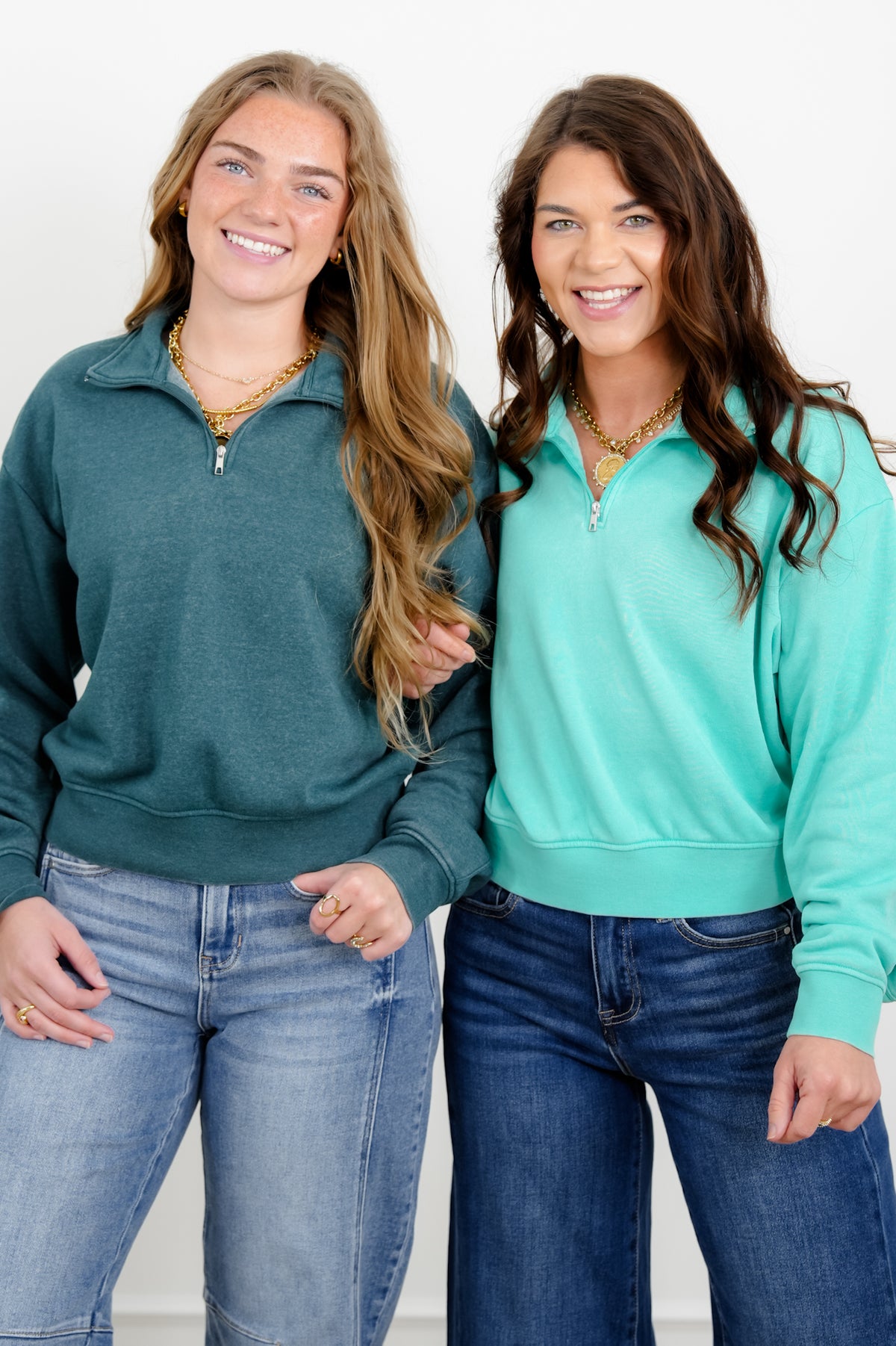 Door Buster! French Terry Long Sleeve Half Zip Up Sweatshirt - Freckled Poppy