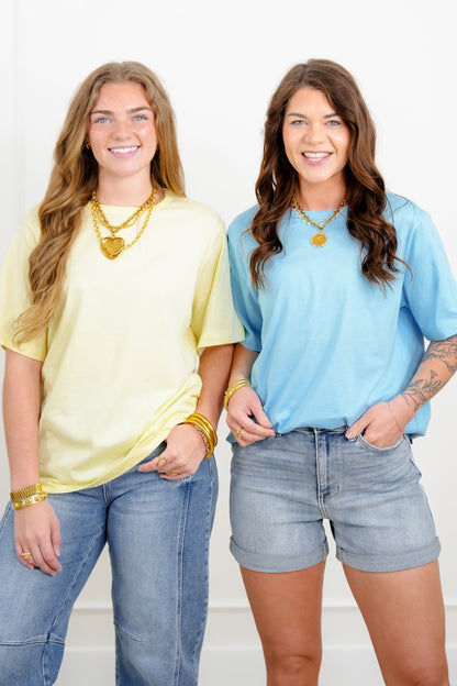 Door Buster! Solid Short Sleeve Crew Neck Tee - Freckled Poppy
