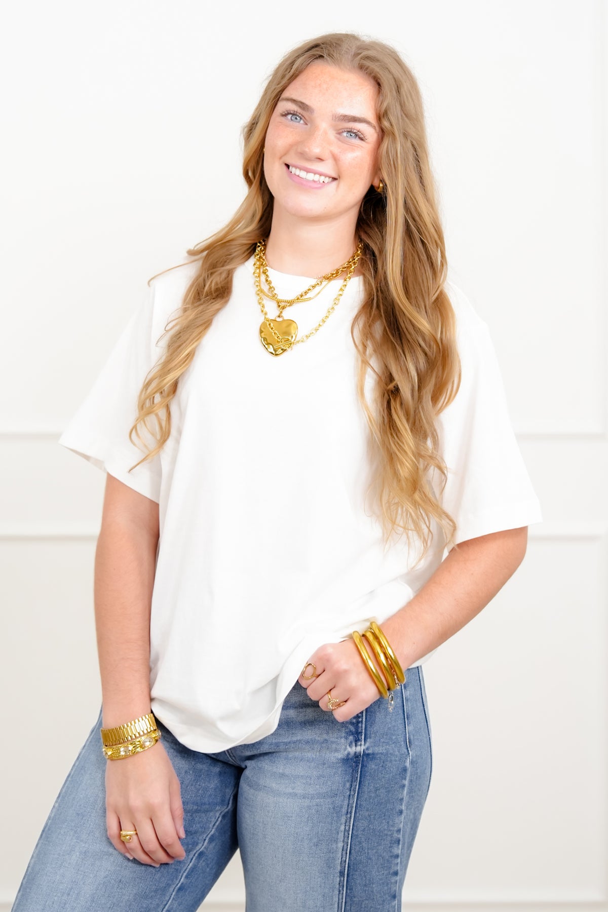 Door Buster! Solid Short Sleeve Crew Neck Tee - Freckled Poppy