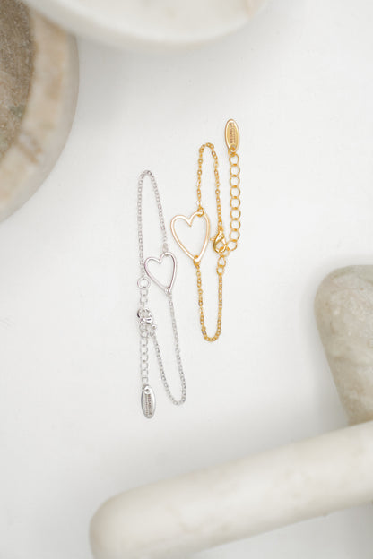 Open Heart Bracelet - Freckled Poppy