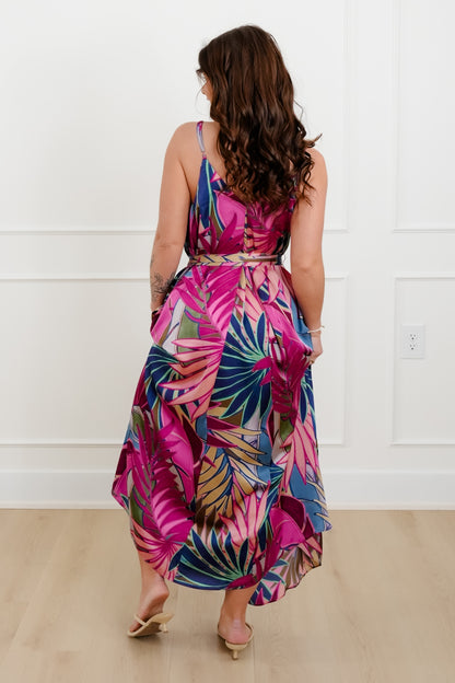 Tropical Printed Sleeveless Maxi Dress with Pockets - Freckled Poppy