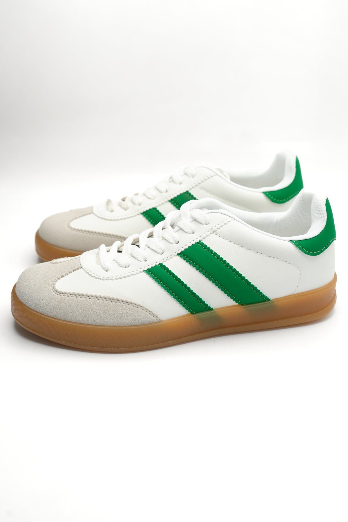 Retro Stripe Lace Up Gum Sole Sneakers - Freckled Poppy