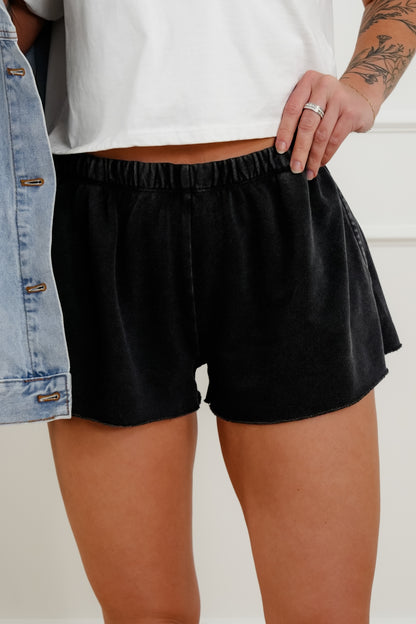 Mineral Wash French Terry Elastic Waist Shorts - Freckled Poppy