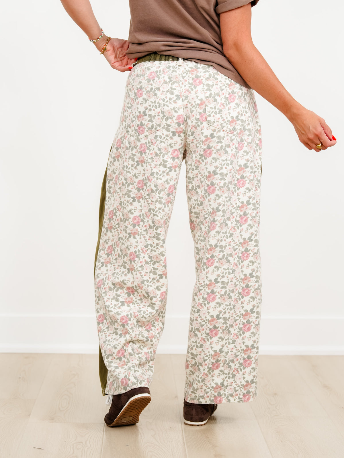 POL Floral Color Block Pants with Pleated Pockets - Freckled Poppy