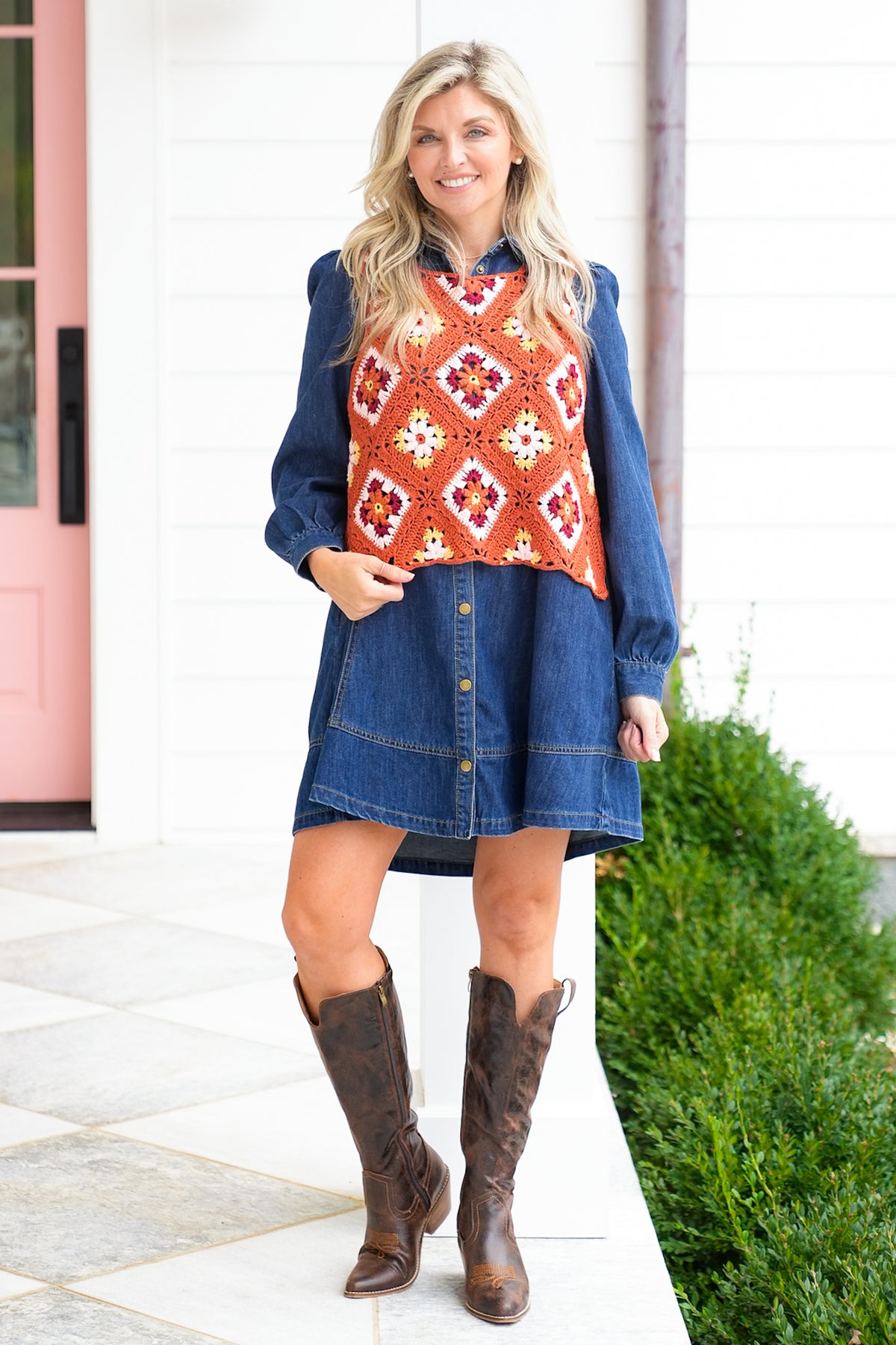 Crochet Granny Square Vest with Side Tie Tassels - Freckled Poppy