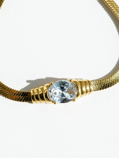 The Juliet Gold Herringbone Crystal Snake Bracelet