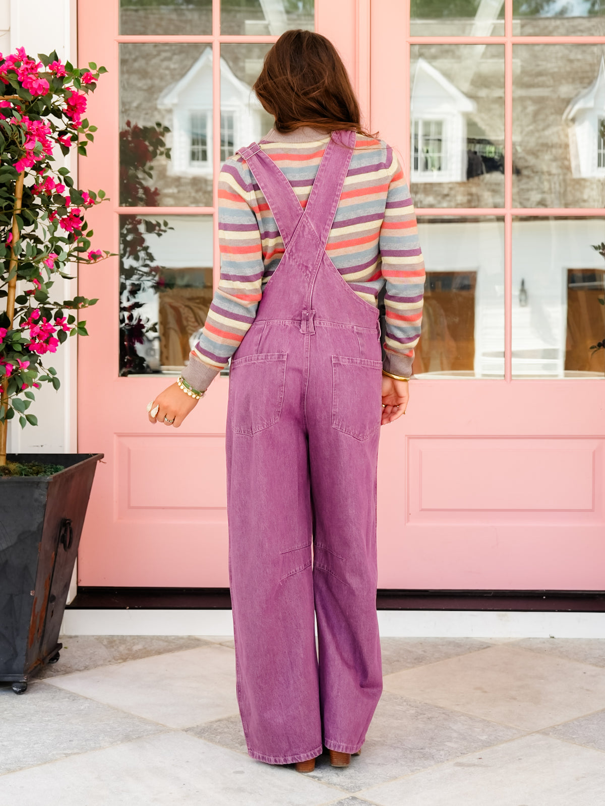 Mineral Wash Barrel Leg Bib Overalls - Freckled Poppy