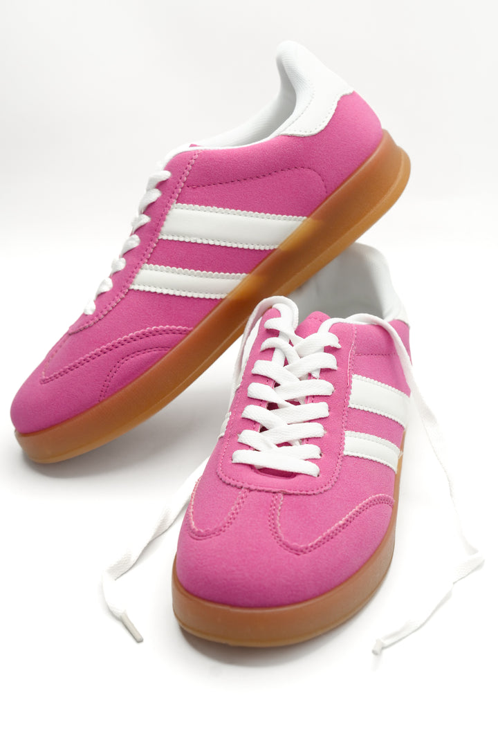 Retro Inspired Pink Soft Suede Sneaker - Freckled Poppy