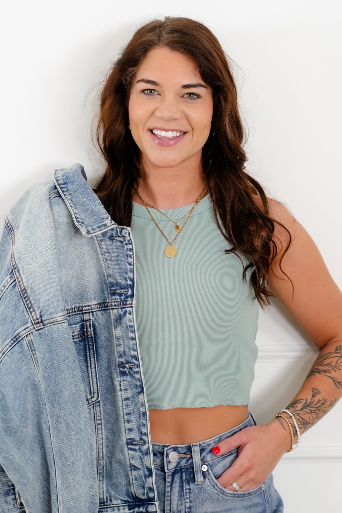Ribbed Knit High Neck Cropped Tank Top - Freckled Poppy