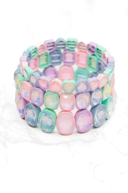 Treasure Jewels Hearts Bejeweled Stack Bracelet Set - Freckled Poppy