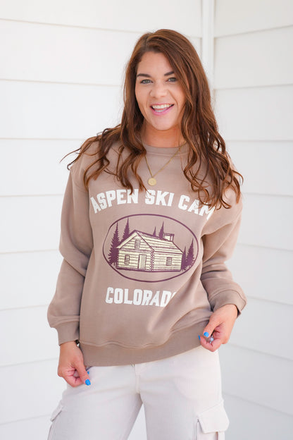 Long Sleeve "Aspen Ski Camp Colorado" Pullover Sweatshirt - Freckled Poppy