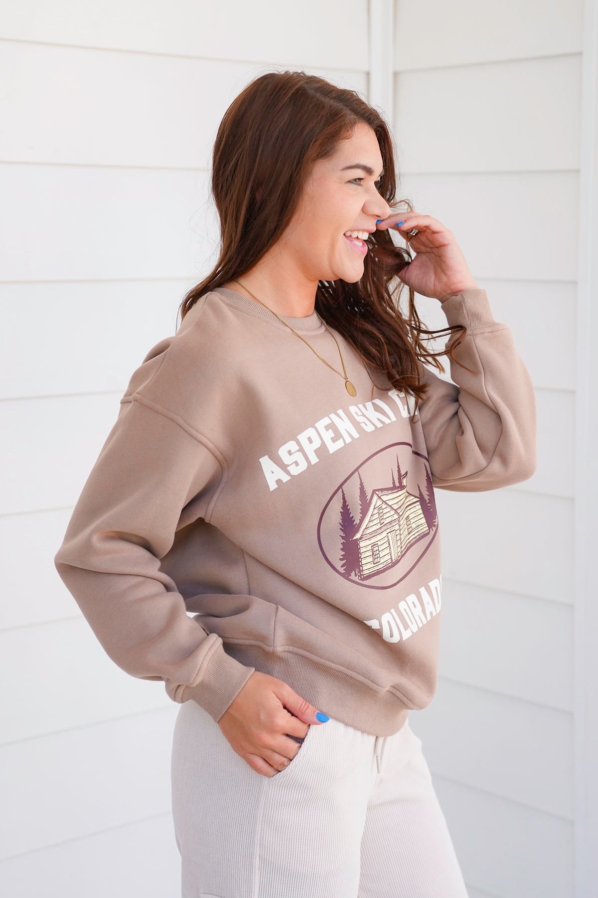 Long Sleeve "Aspen Ski Camp Colorado" Pullover Sweatshirt - Freckled Poppy