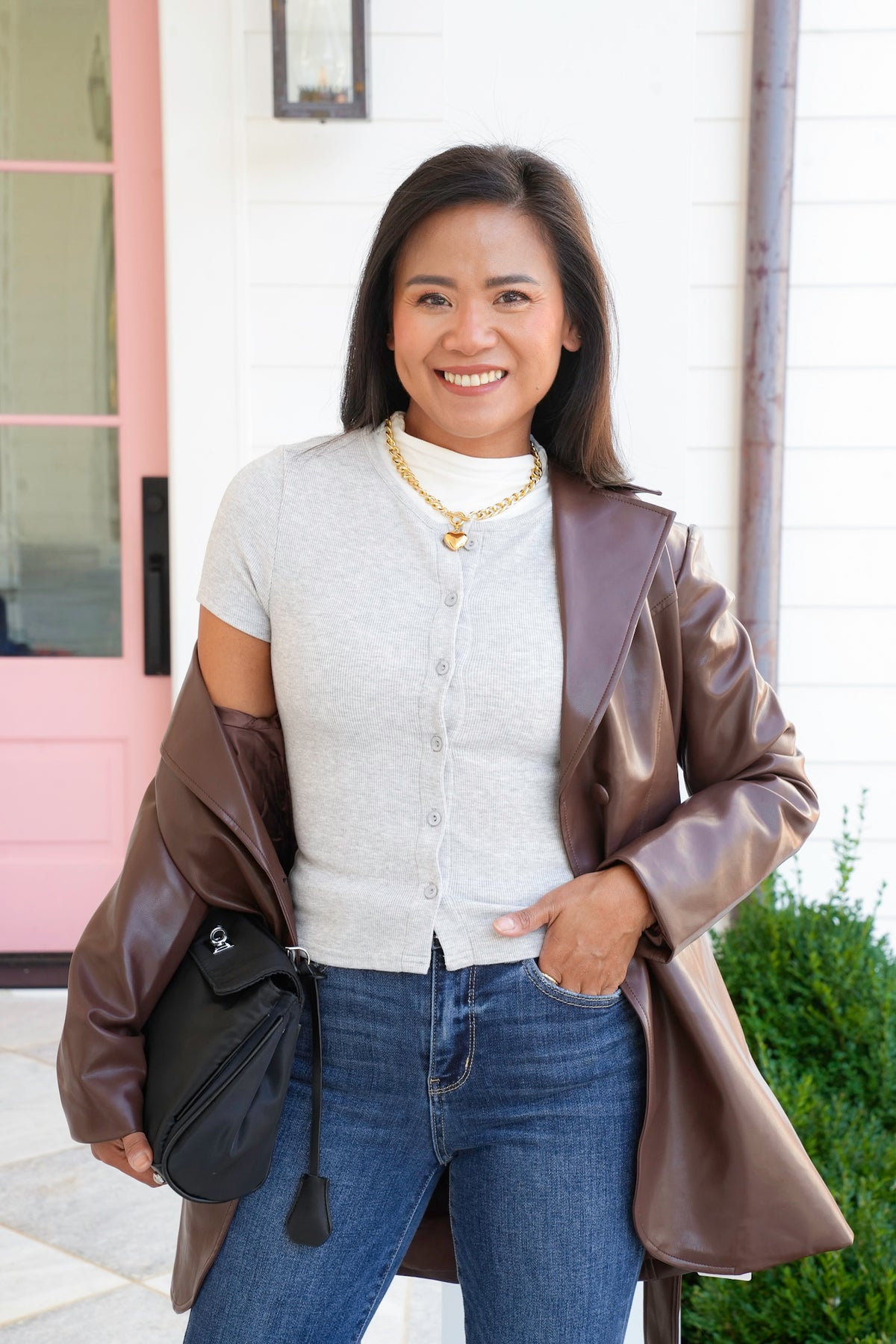 Grey Ribbed Short Sleeve Button Down Top - Freckled Poppy