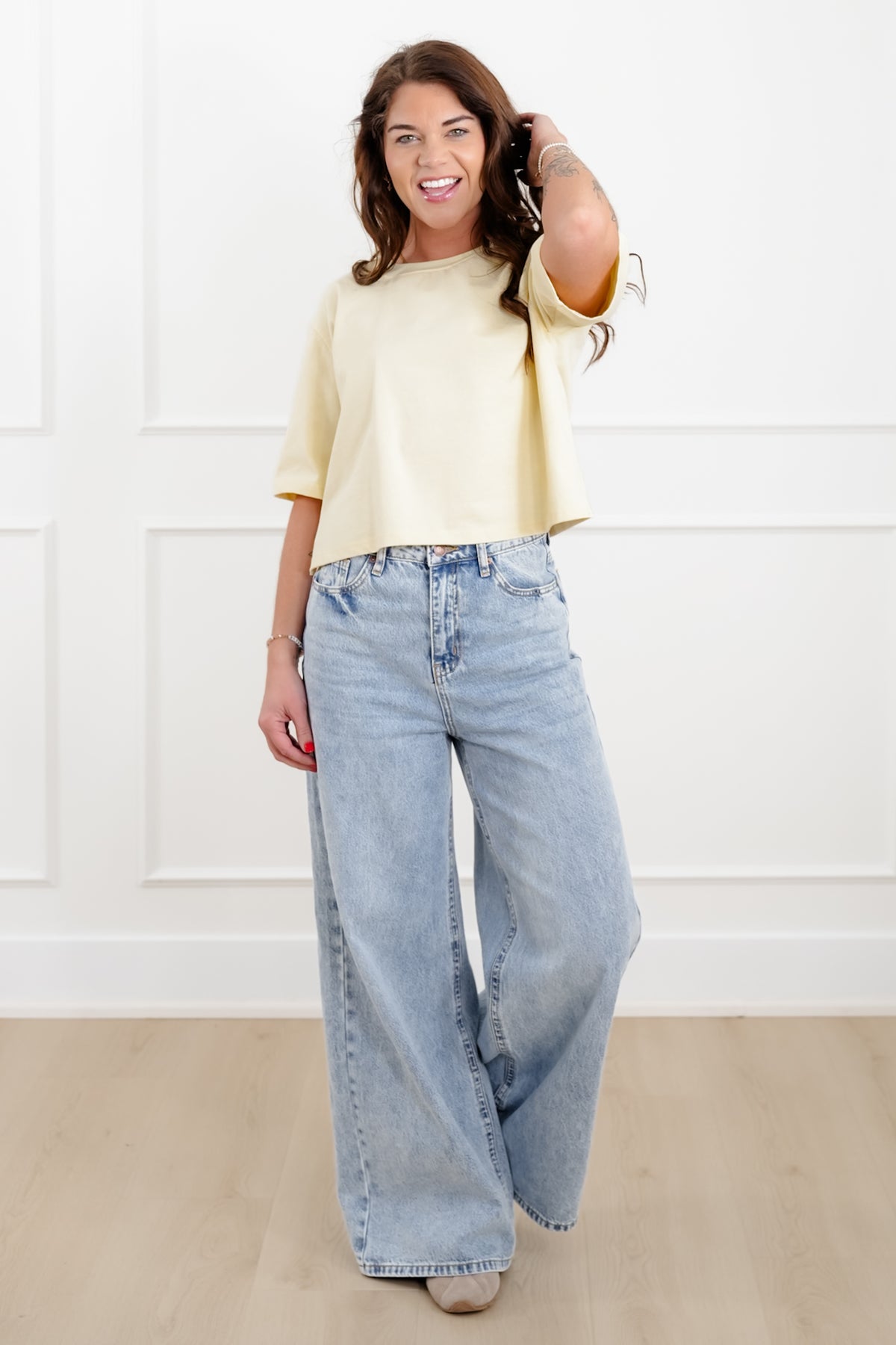 Plus/Reg "The Marlow" Nico Threads Short Sleeve Crew Neck Top - Freckled Poppy