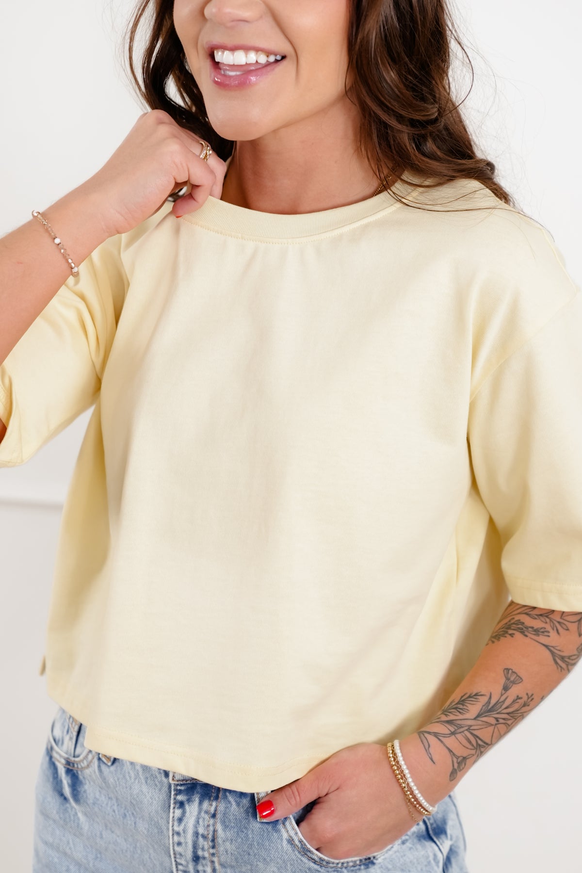 Plus/Reg "The Marlow" Nico Threads Short Sleeve Crew Neck Top - Freckled Poppy
