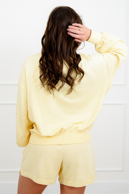 Yellow Long Sleeve Pullover Top and Short Set - Freckled Poppy