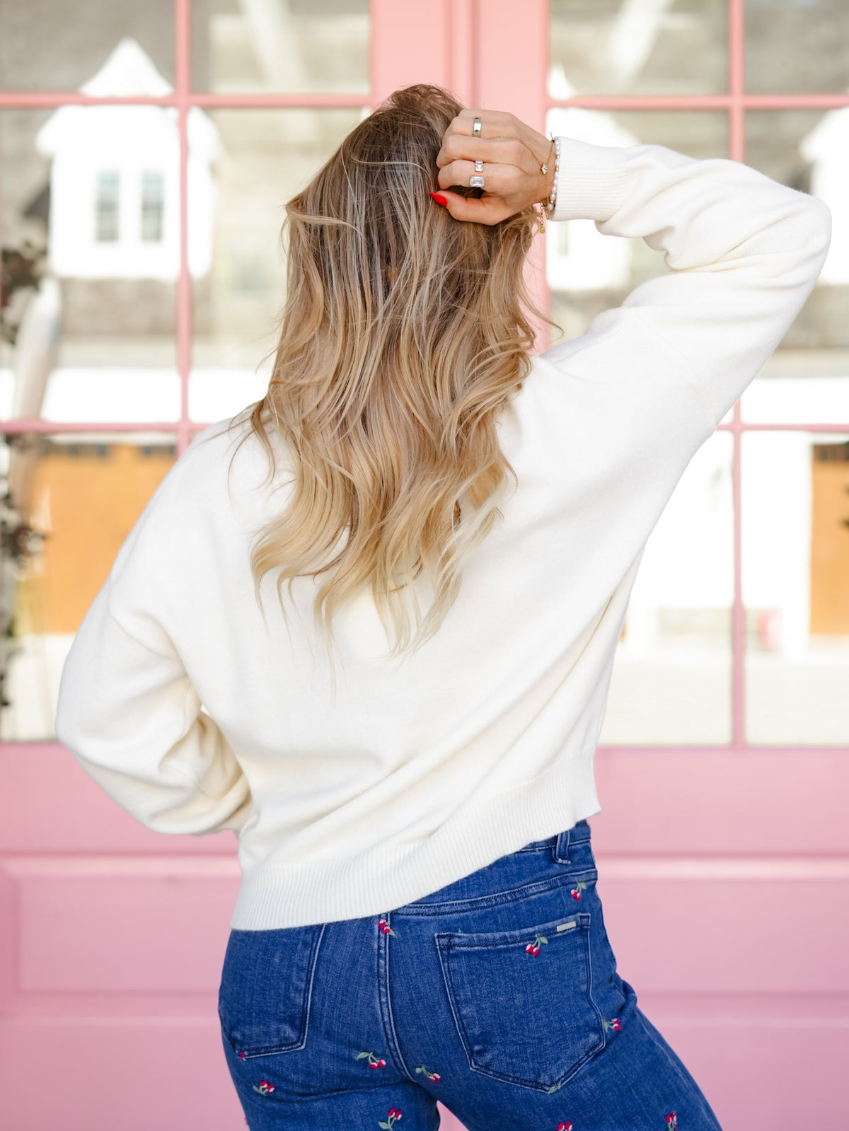 Ivory Long Sleeve Cockapoo Pullover Sweater