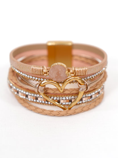 Boho Layered Heart Bracelet