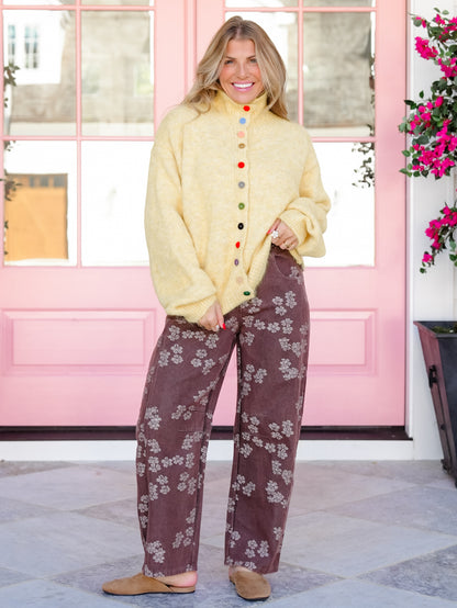 POL Long Sleeve High Neck Button Down Cardigan
