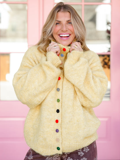 POL Long Sleeve High Neck Button Down Cardigan