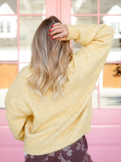 POL Long Sleeve High Neck Button Down Cardigan