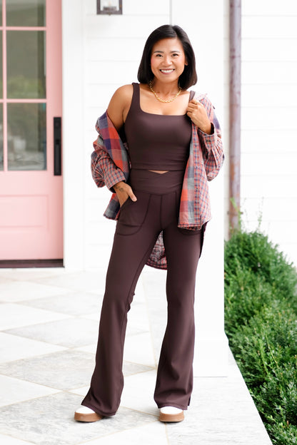 Ribbed V Waist Flared Leggings - Freckled Poppy