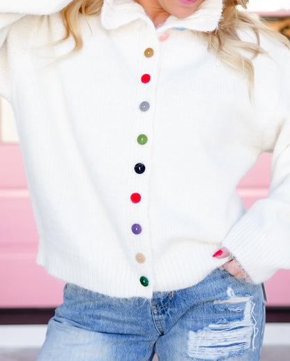 POL Long Sleeve High Neck Button Down Cardigan