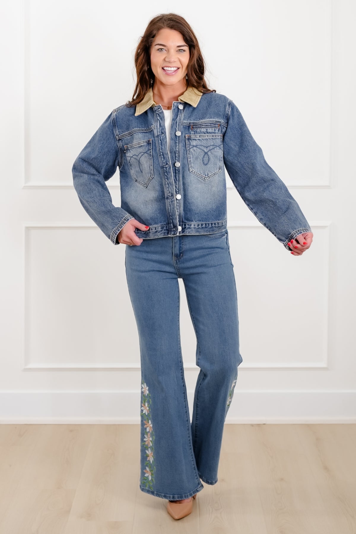 Plus/Reg Judy Blue Medium Wash Barn Jacket - Freckled Poppy