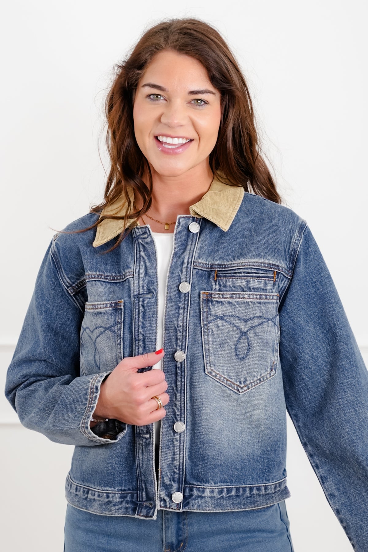 Plus/Reg Judy Blue Medium Wash Barn Jacket - Freckled Poppy