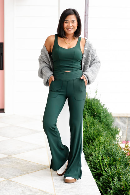 Ribbed V Waist Flared Leggings - Freckled Poppy