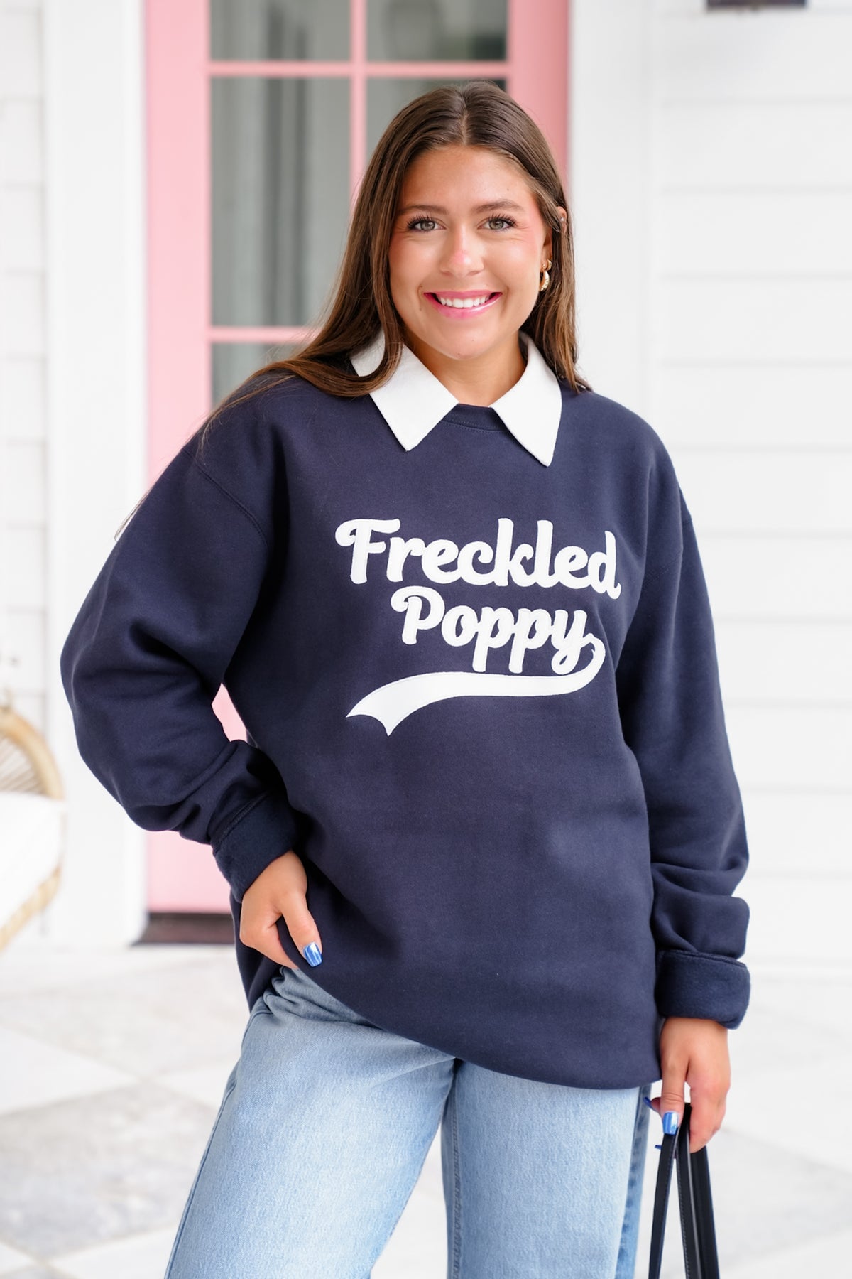 Plus/Reg Long Sleeve "Freckled Poppy" Graphic Sweatshirt - Freckled Poppy