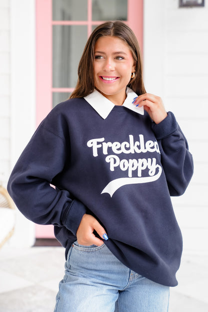 Plus/Reg Long Sleeve "Freckled Poppy" Graphic Sweatshirt - Freckled Poppy
