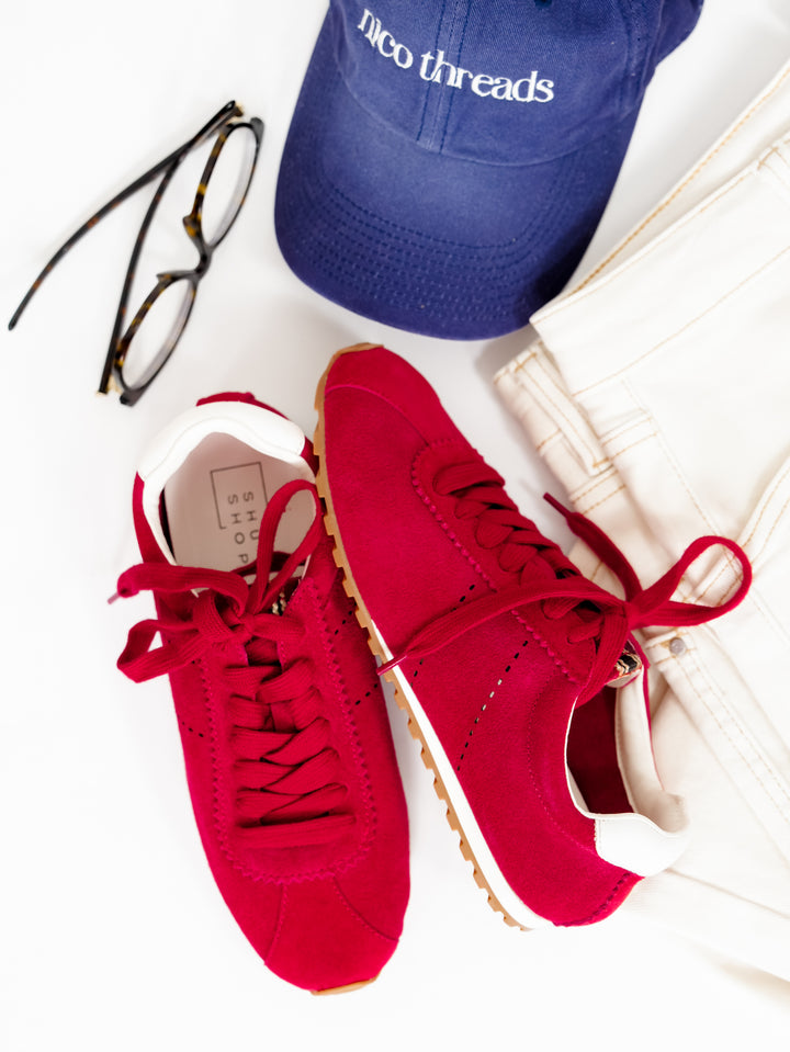 Shu Shop Vegan Suede Lace Up Sneaker - Freckled Poppy