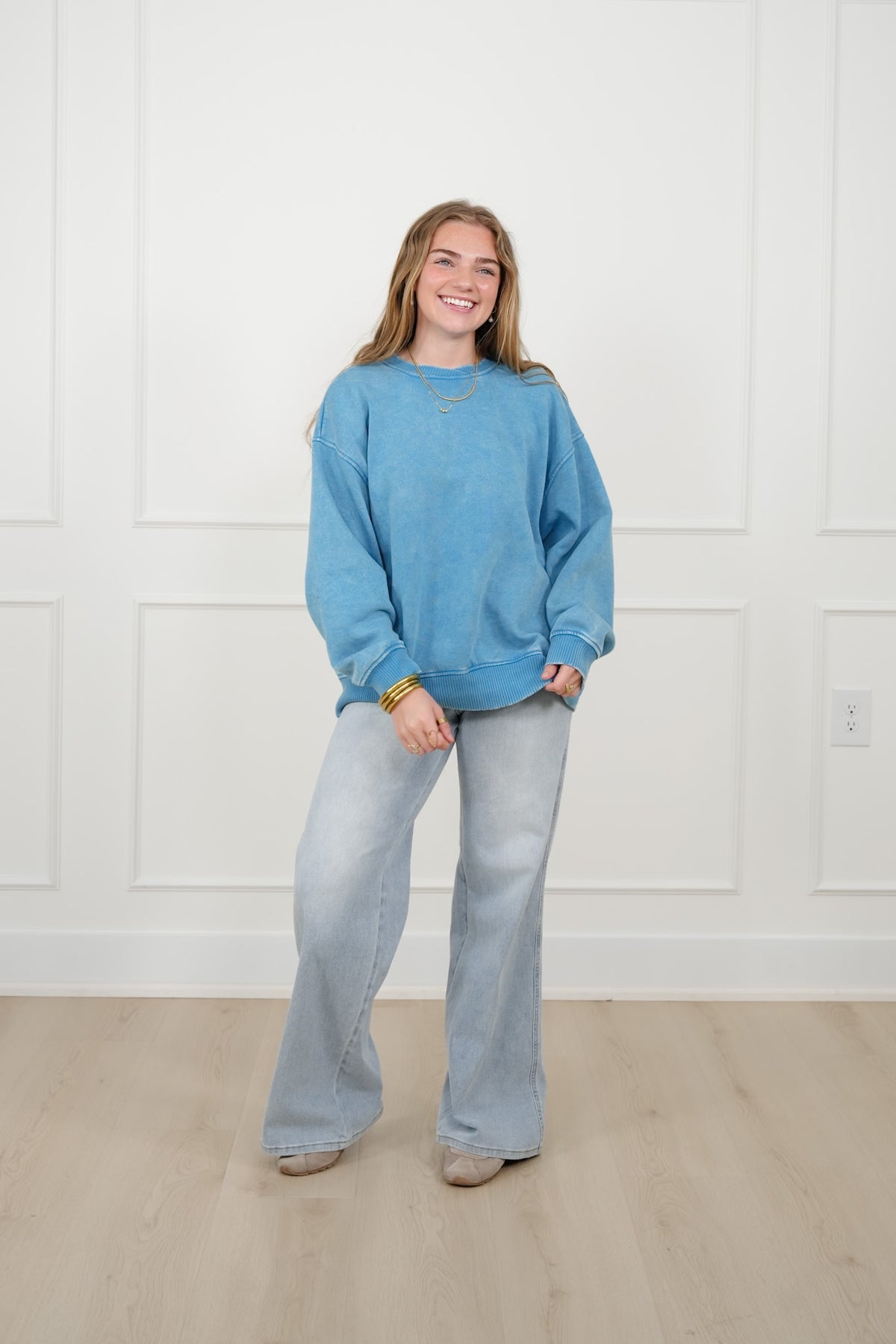 Door Buster! Zenana Acid Wash Oversized Fleece Pullover - Freckled Poppy