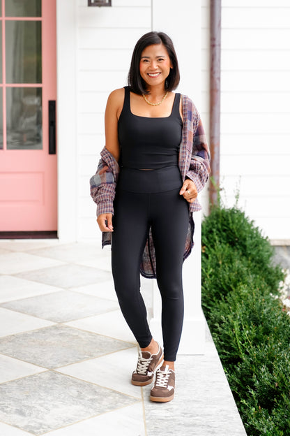 Ribbed Yoga Pants with Key Pocket - Freckled Poppy