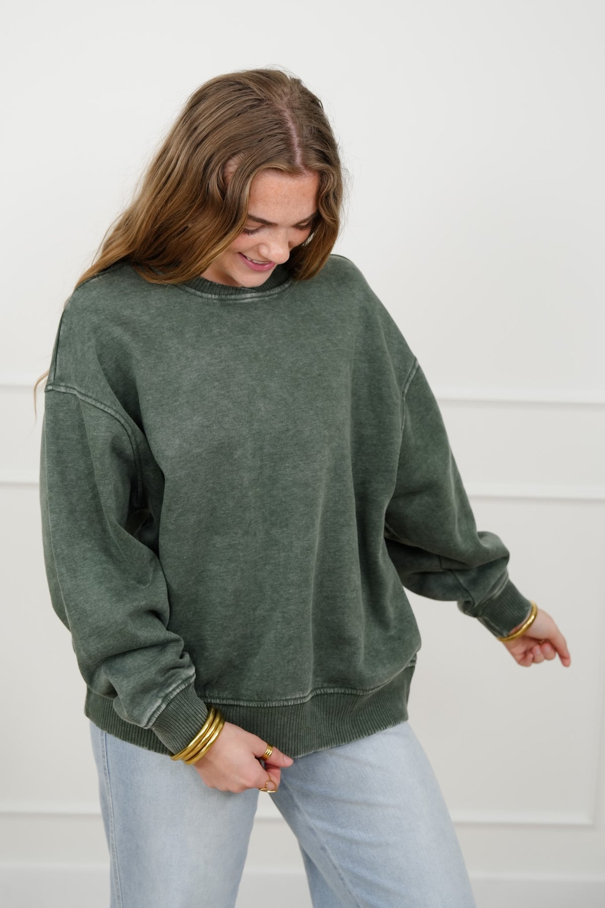 Door Buster! Zenana Acid Wash Oversized Fleece Pullover - Freckled Poppy