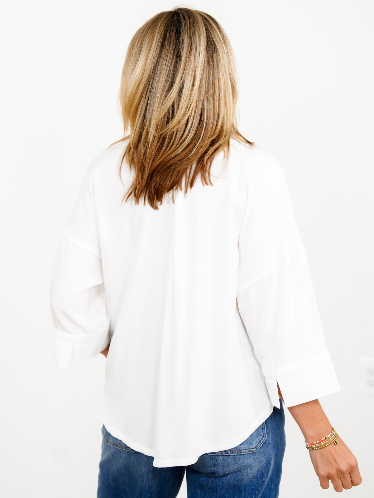 White Short Sleeve Ruffle Neck Button Down Top - Freckled Poppy
