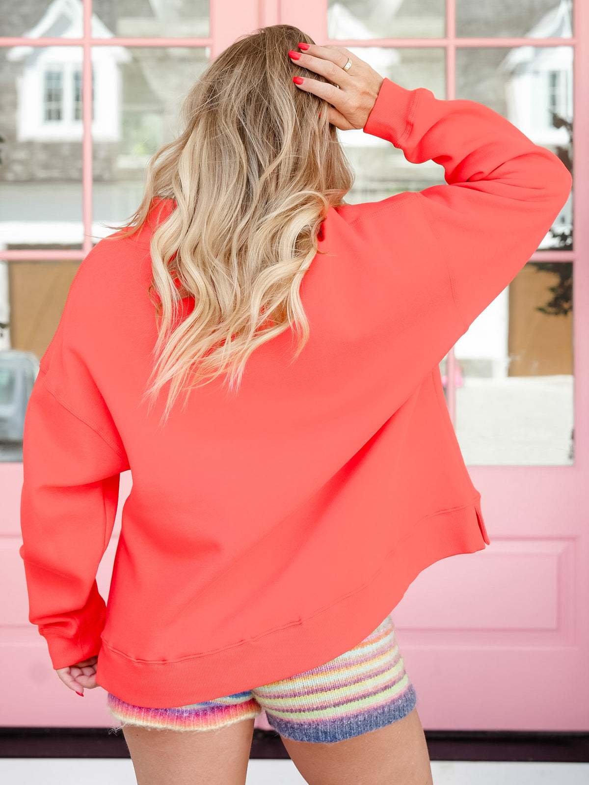 Solid Long Sleeve Mock Neck Sweatshirt - Freckled Poppy