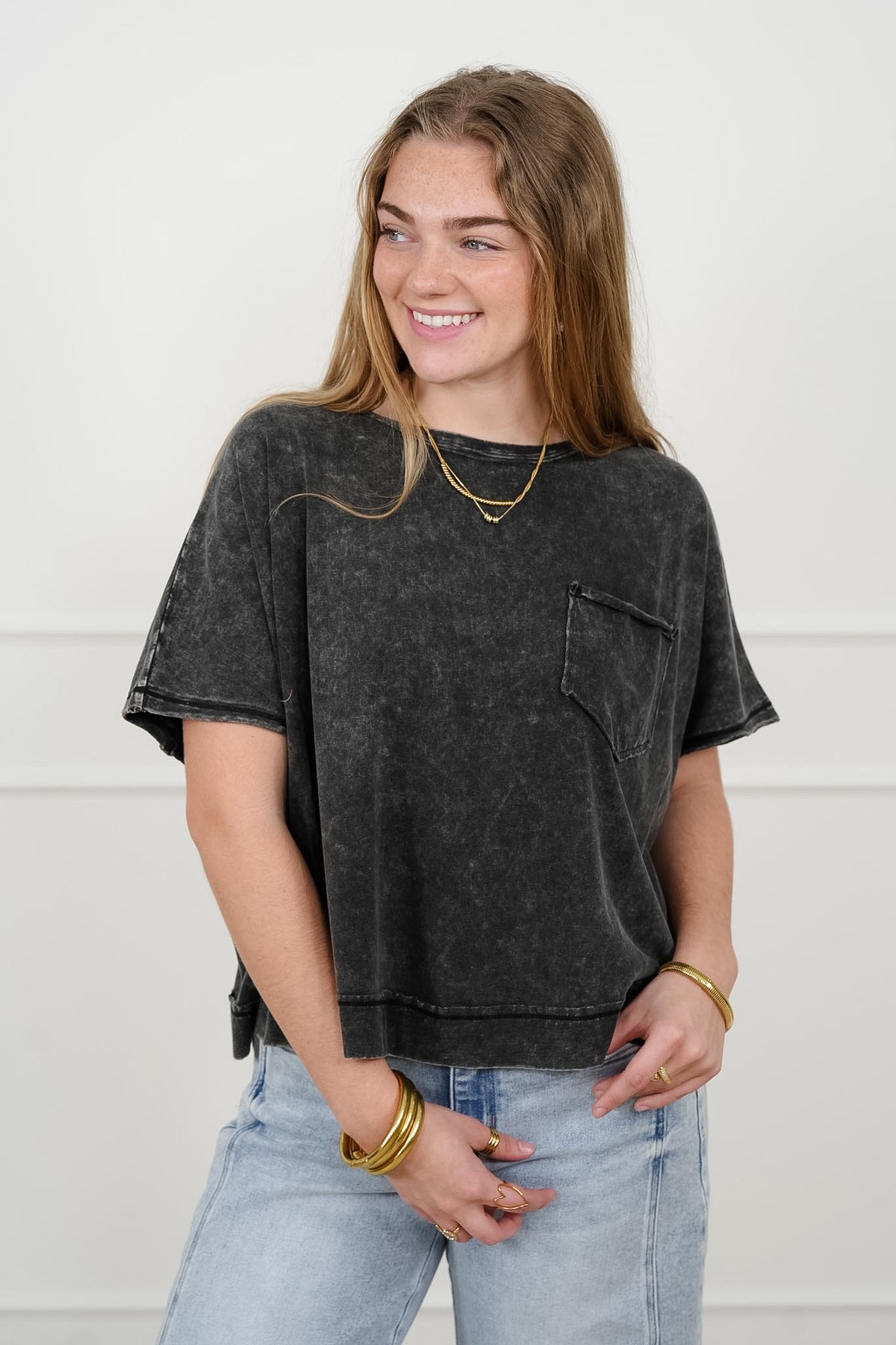 Door Buster! Zenana Acid Washed Oversized Top - Freckled Poppy
