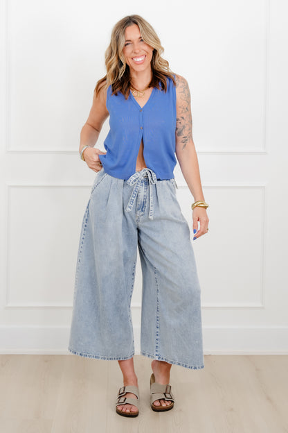 Sleeveless V Neck Button Down Sweater Vest - Freckled Poppy