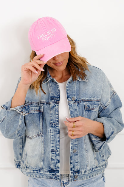 Freckled Poppy Light Pink Embroidered Baseball Cap - Freckled Poppy